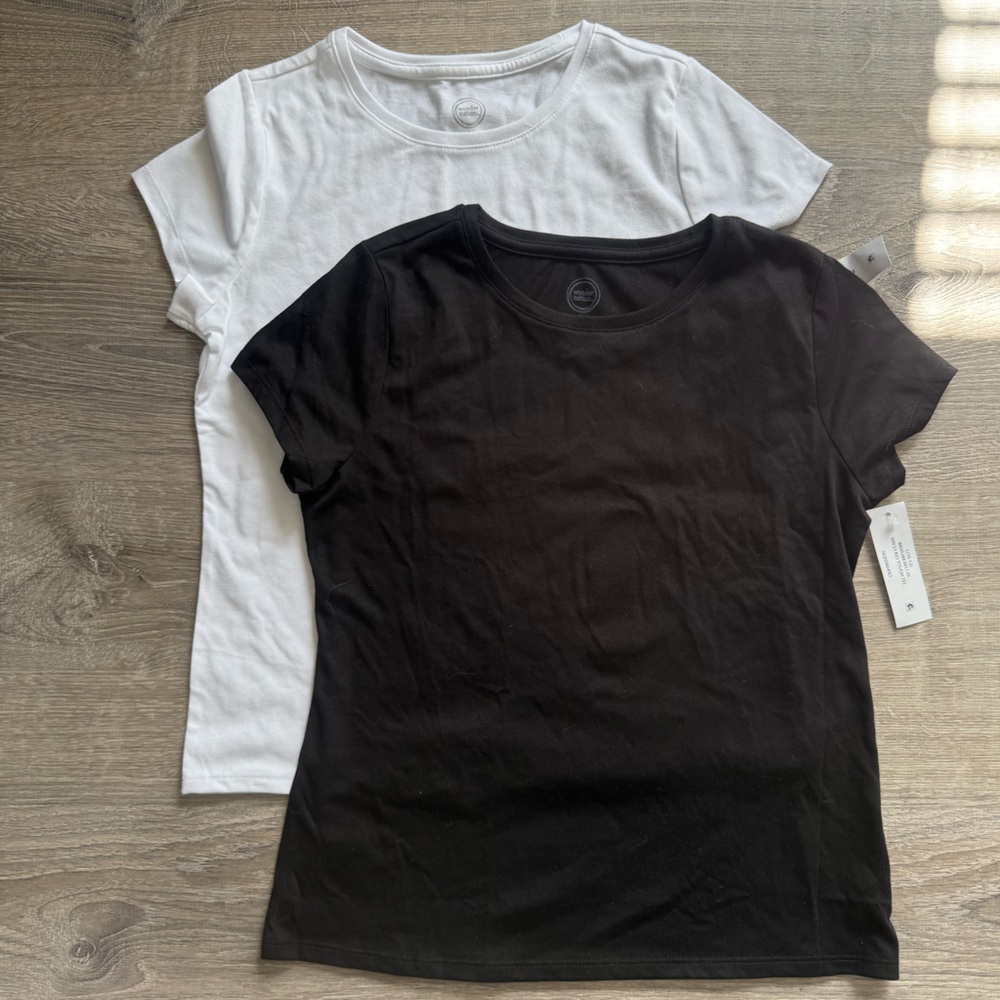 Wonder Nation Girls L(10/12) Tee Set Black/White